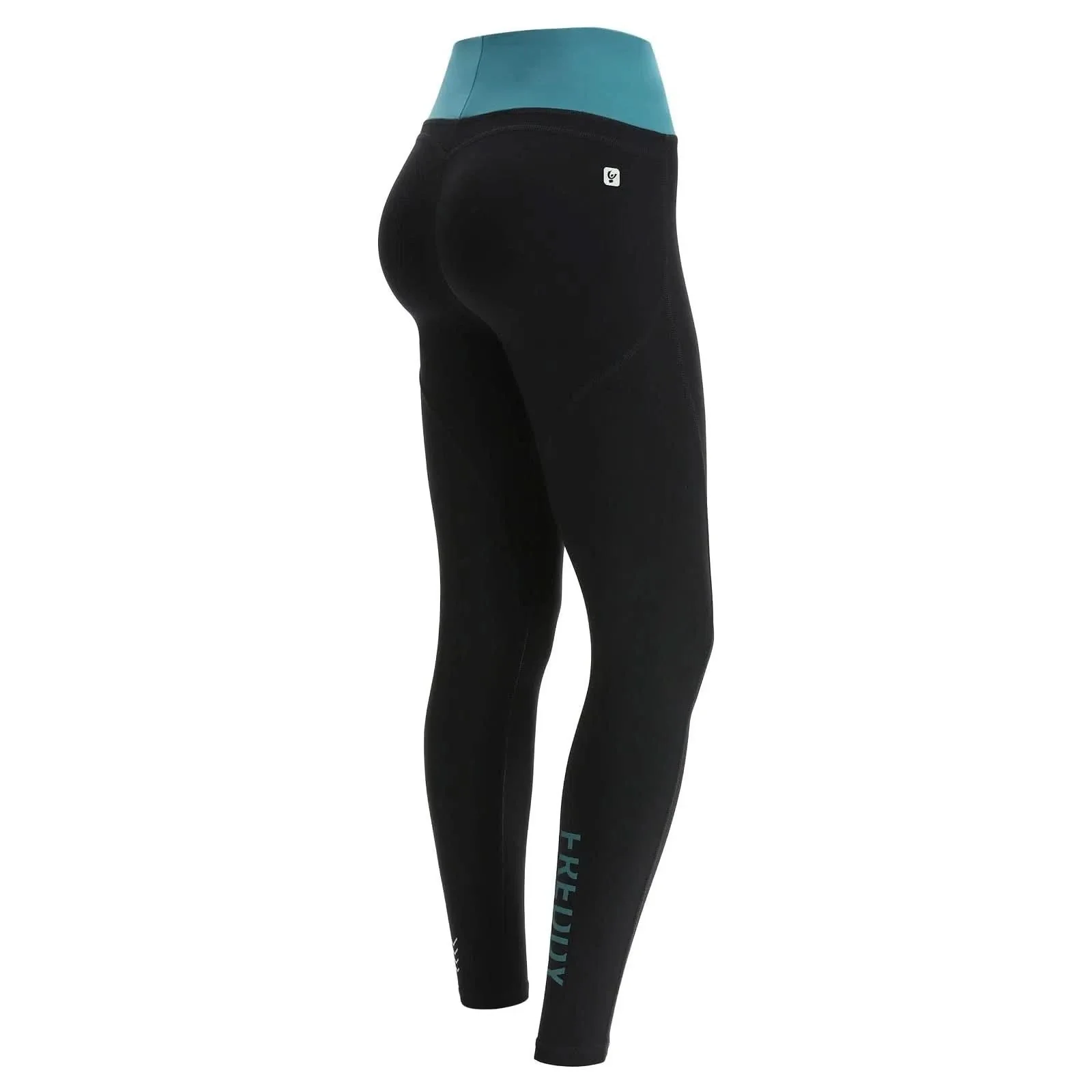 WRUP Sport - High Waisted - Full Length - Black & Pacific Blue - Image 4