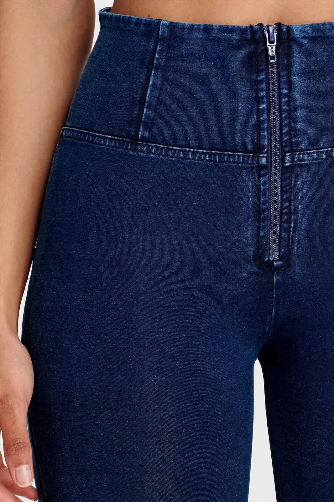 WRUP Denim - High Waisted - 7/8 Length - Dark Blue + Blue Stitching - Image 8