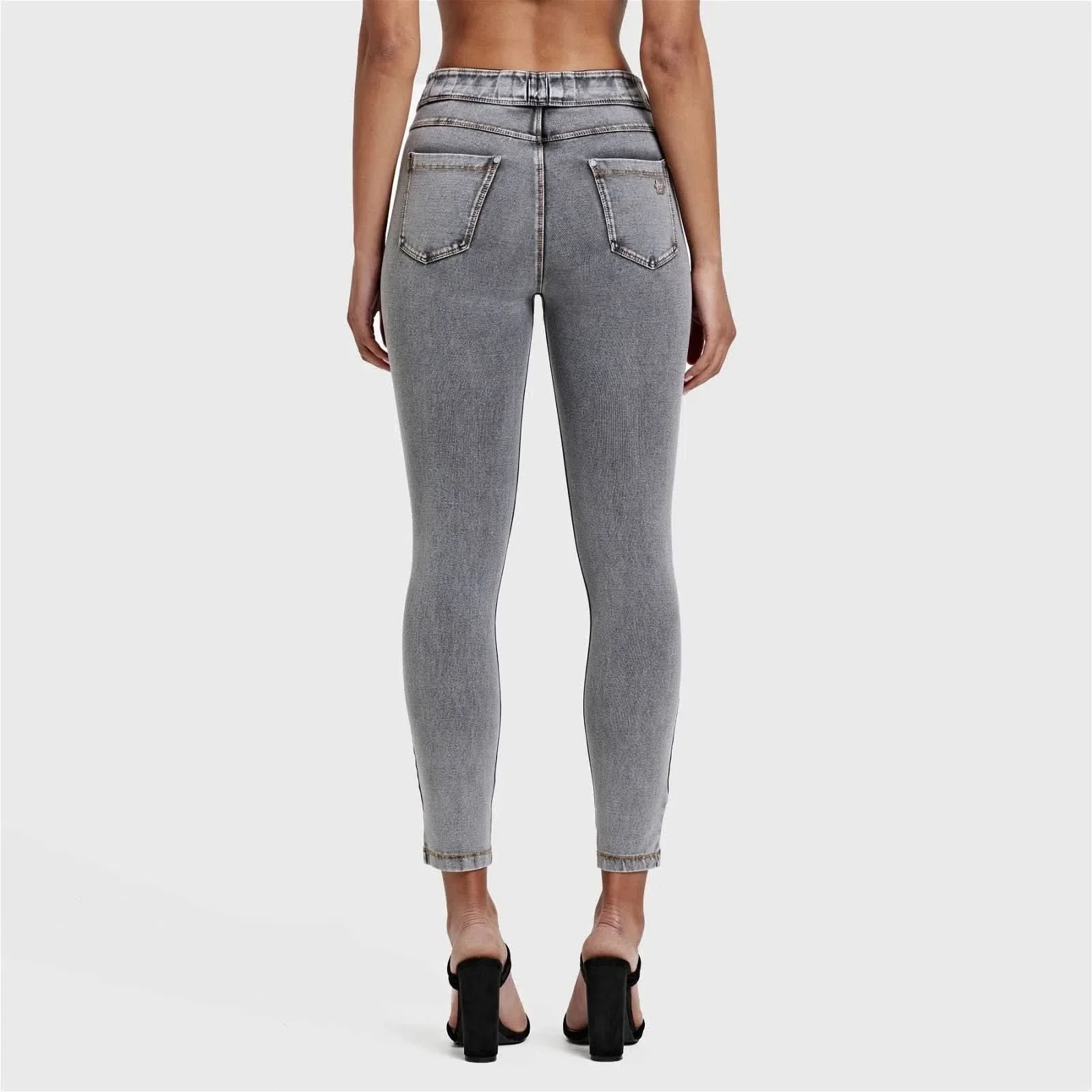 N.O.W® Denim - High Waisted - 7/8 Length - Grey + Yellow Stitching - Image 5