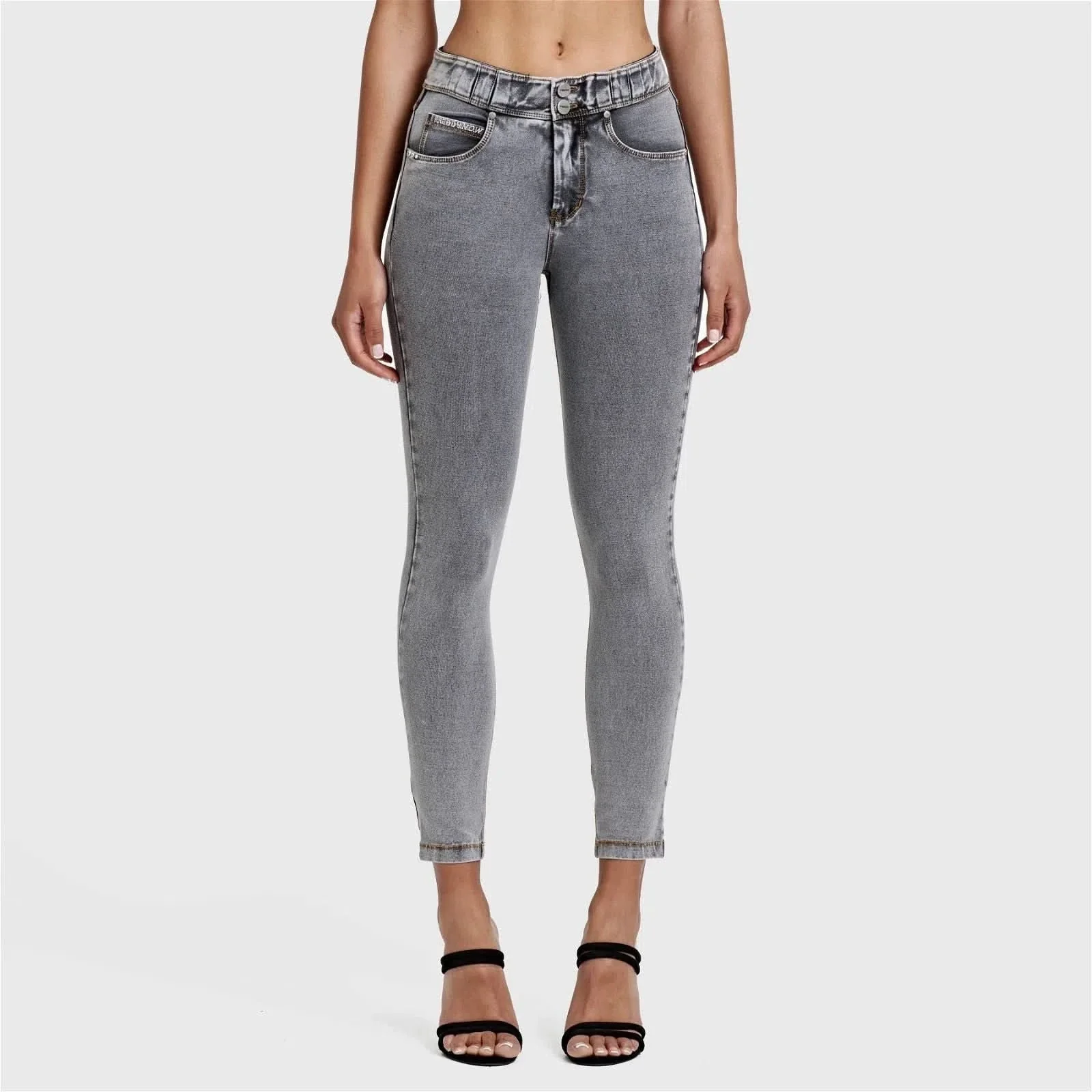 N.O.W® Denim - High Waisted - 7/8 Length - Grey + Yellow Stitching - Image 7