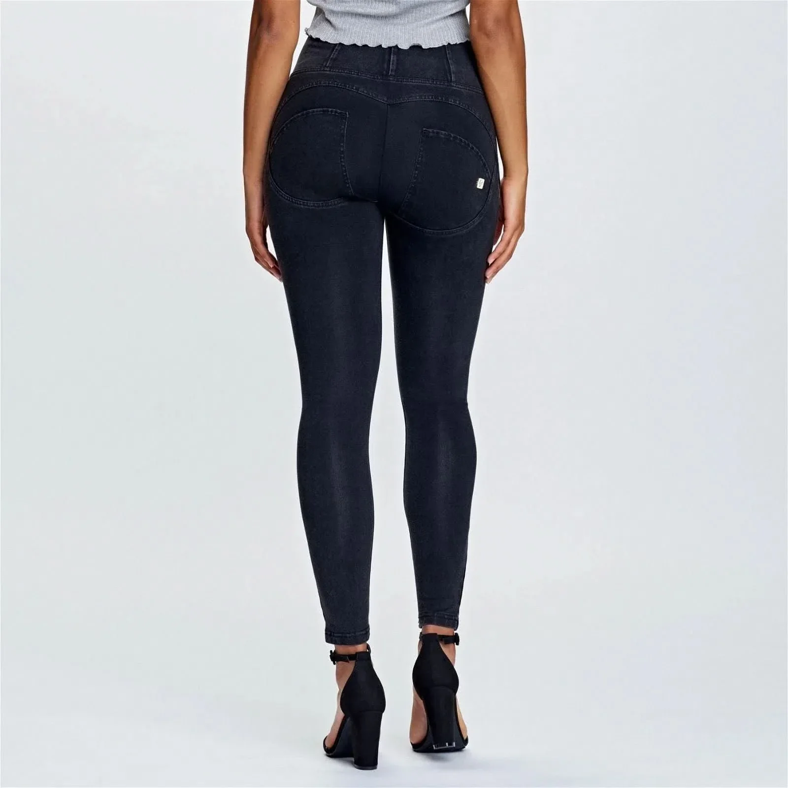 WRUP Denim - High Waisted - 7/8 Length - Black + Black Stitching - Image 4