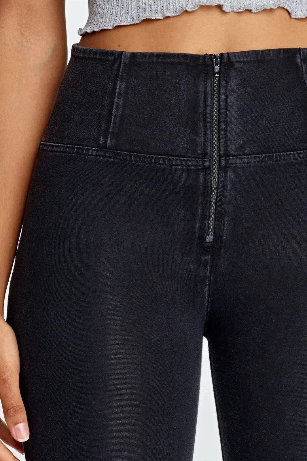 WRUP Denim - High Waisted - 7/8 Length - Black + Black Stitching - Image 8