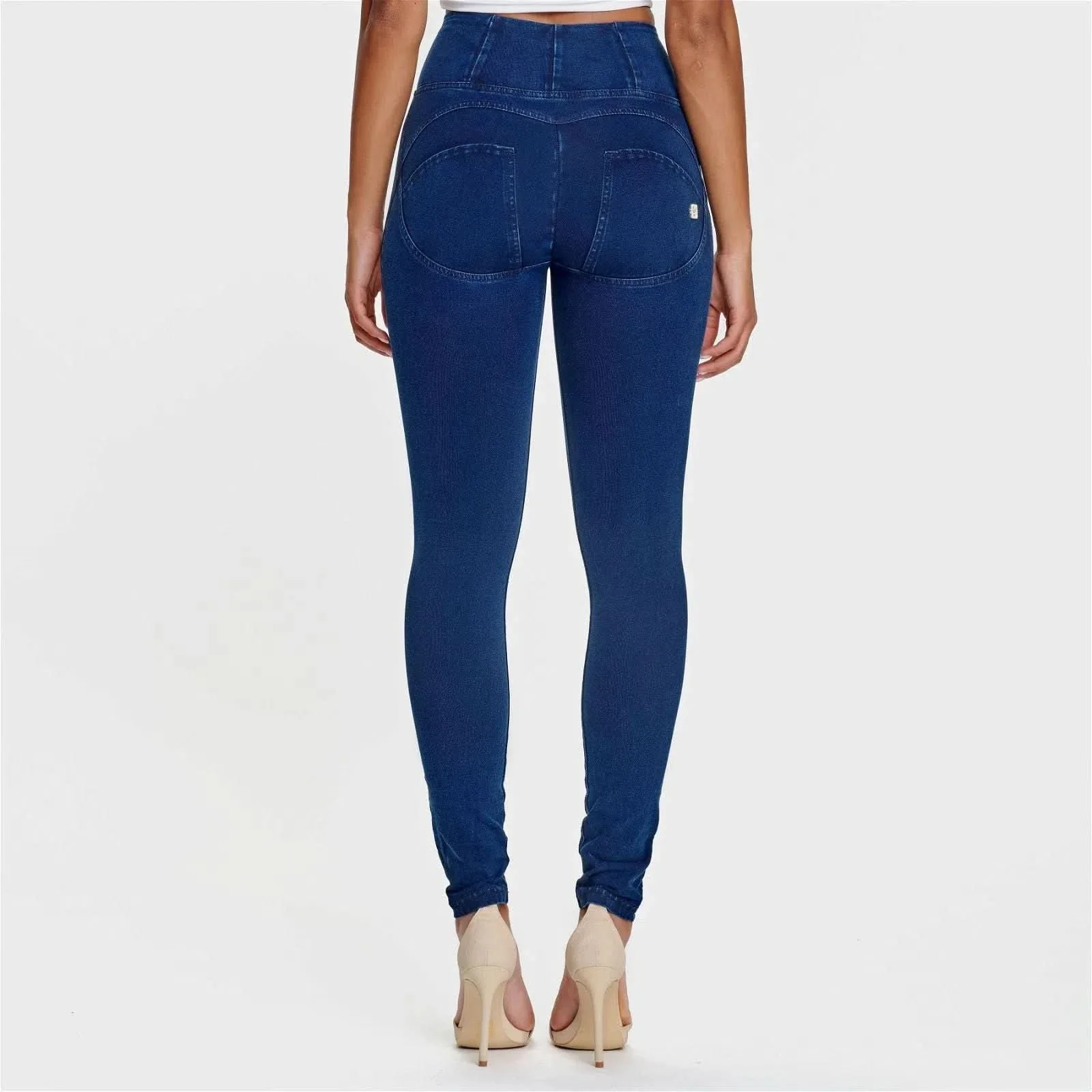 WRUP Denim - High Waisted - Full Length - Dark Blue + Blue Stitching - Image 6