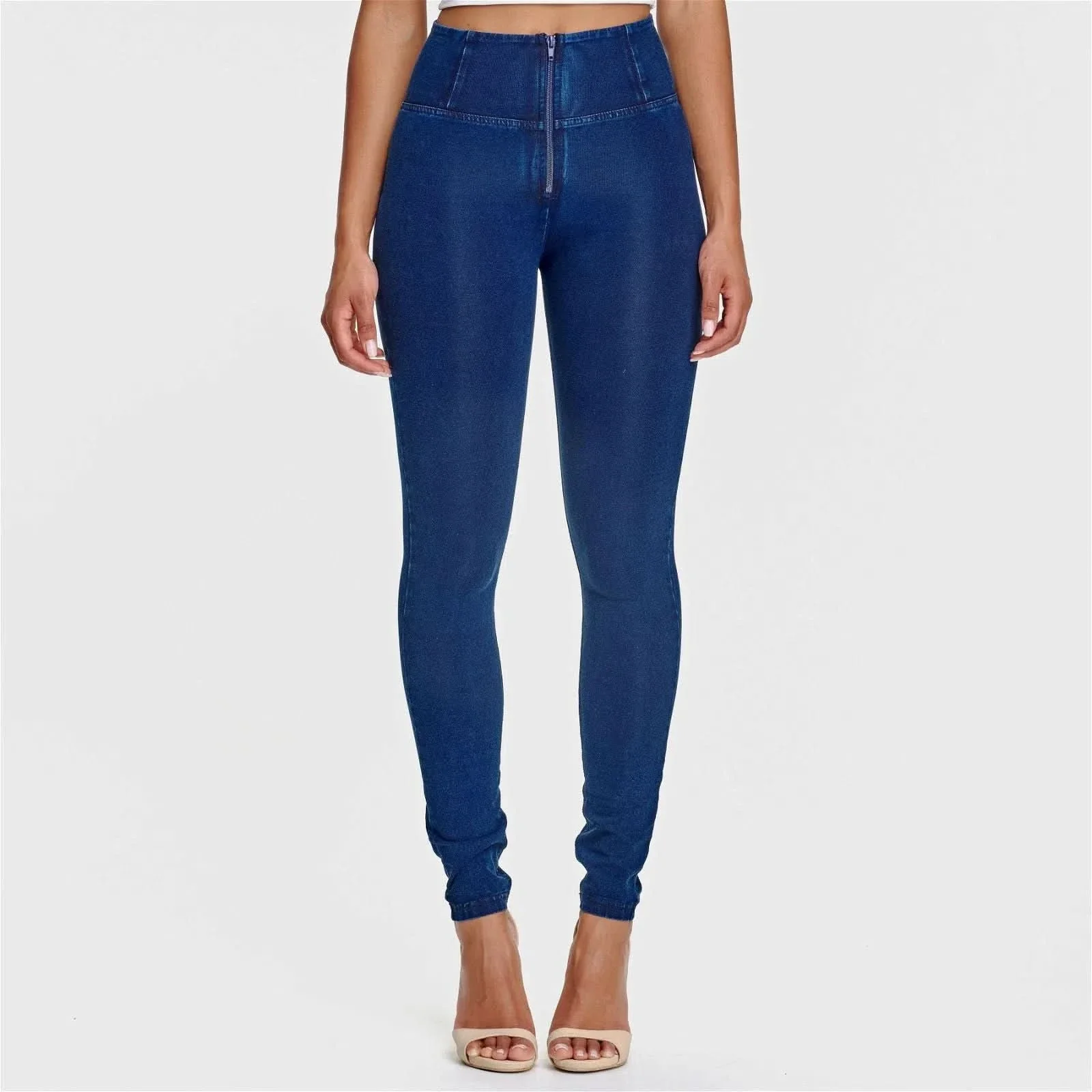WRUP Denim - High Waisted - Full Length - Dark Blue + Blue Stitching - Image 7