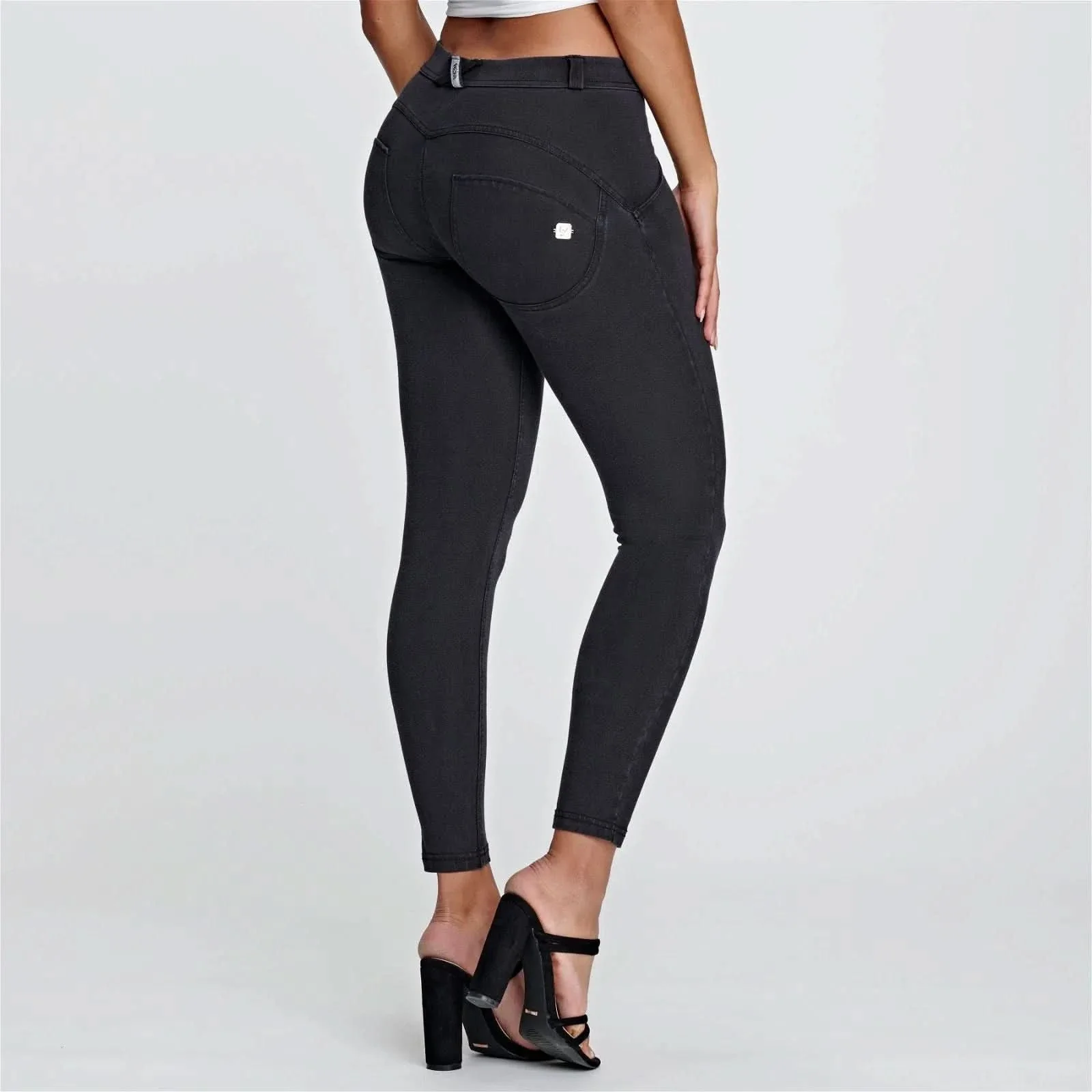 WRUP Denim - Mid Rise - 7/8 Length - Black + Black Stitching - Image 3