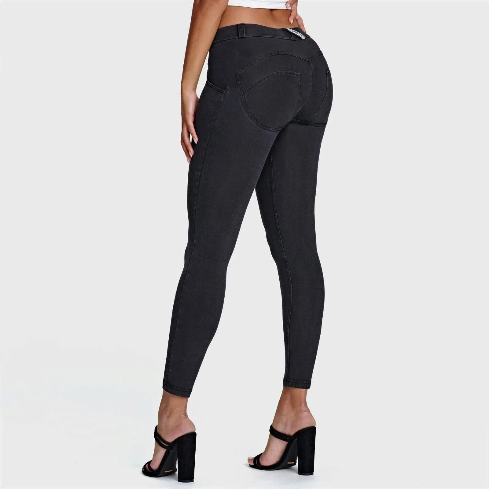 WRUP Denim - Mid Rise - 7/8 Length - Black + Black Stitching - Image 4