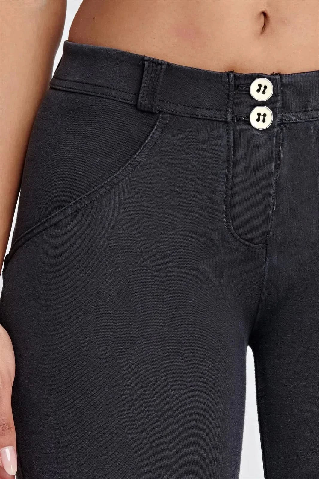 WRUP Denim - Mid Rise - 7/8 Length - Black + Black Stitching - Image 8