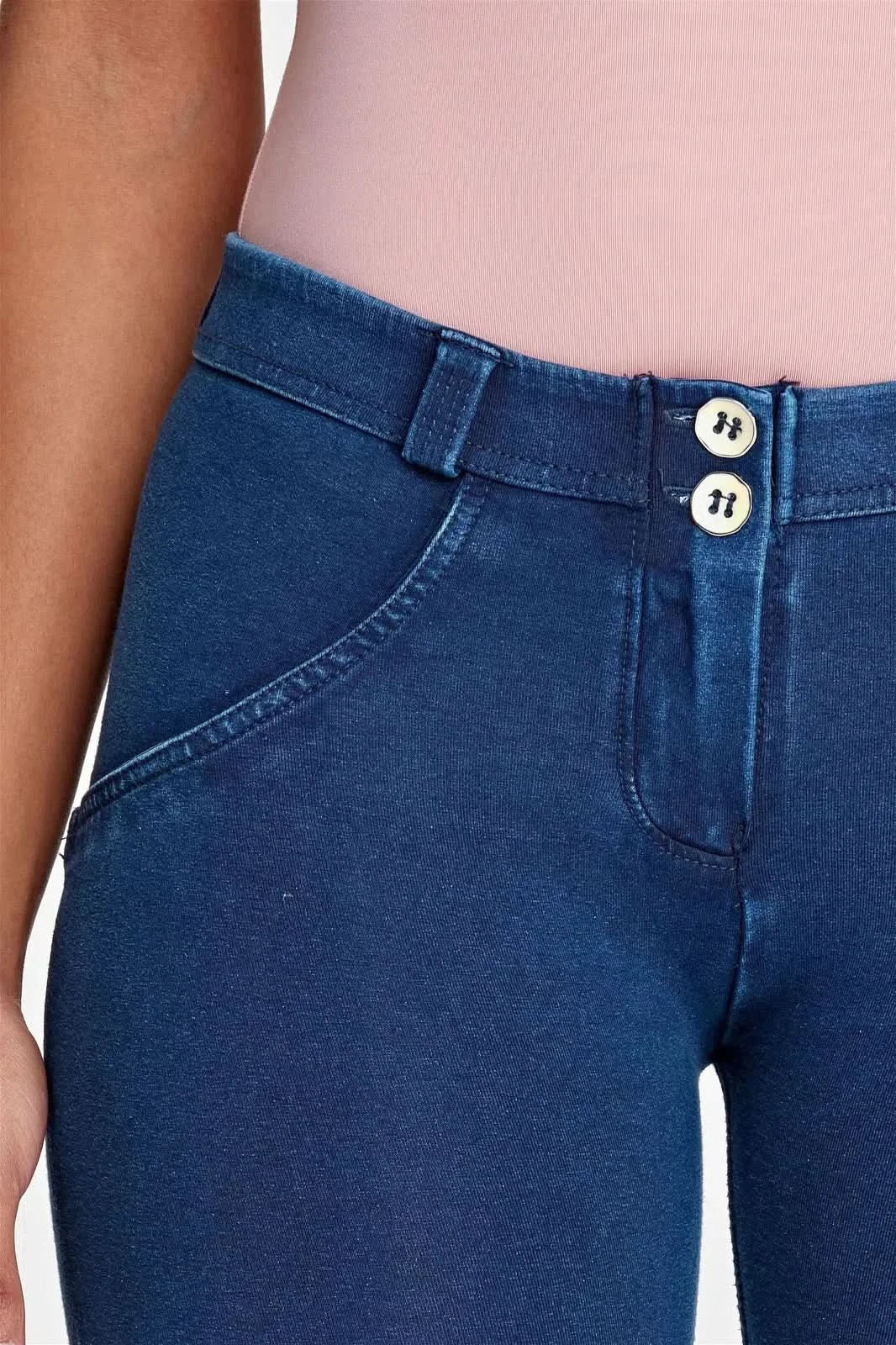 WRUP Denim - Mid Rise - Full Length - Dark Blue + Blue Stitching - Image 11